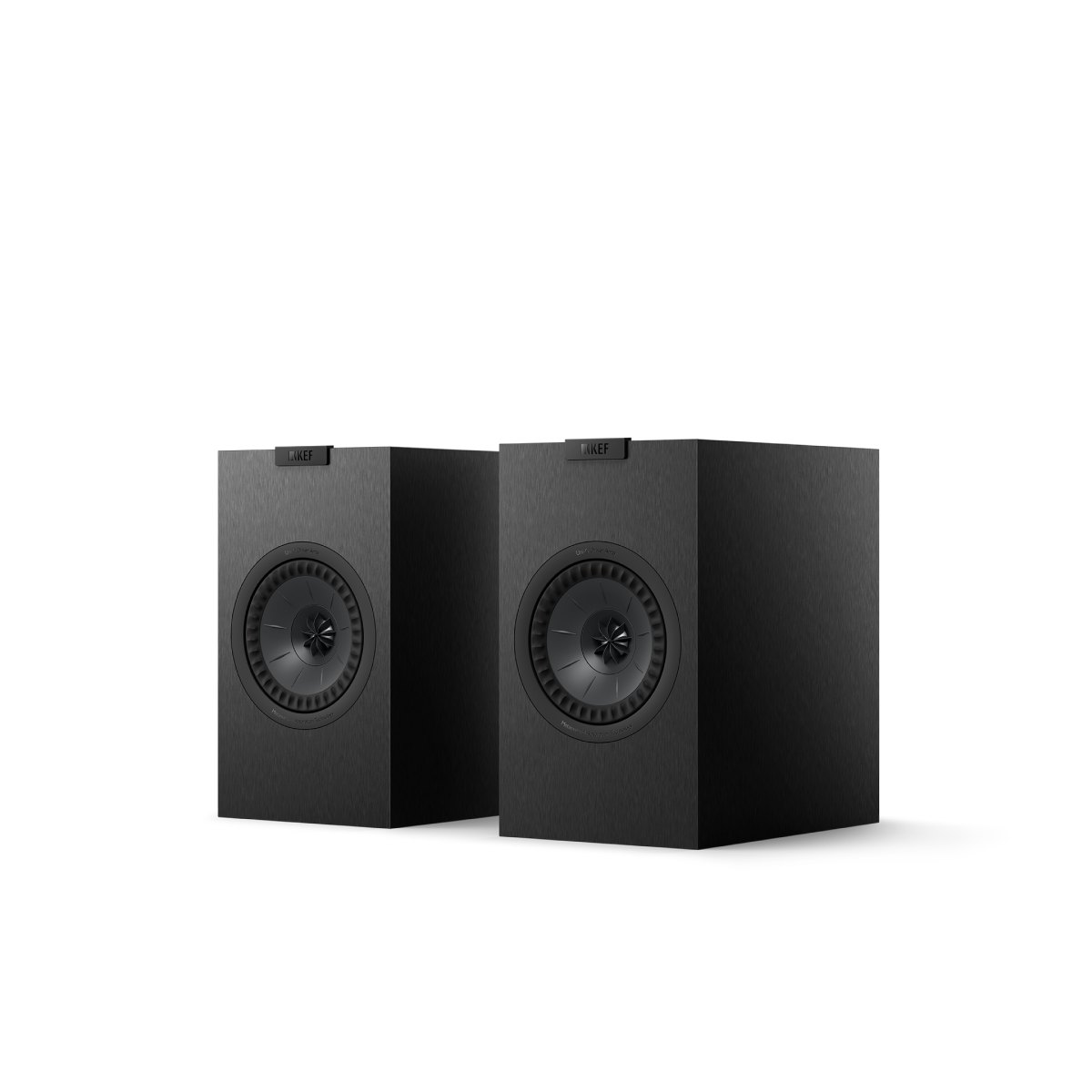A pair of KEF Q1 Meta bookshelf speakers in black